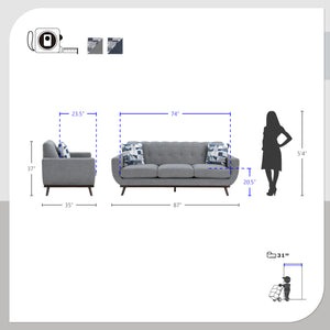 Tarsilla 3-Piece Chenille Living Room Sofa Set