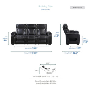 Arbor 2- Piece Leather Match Power Reclining Sofa Set