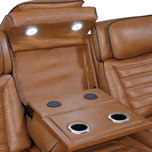 Arbor Leather Match Power Double Reclining Sofa