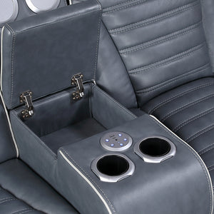 Arbor Leather Match Power Double Reclining Loveseat