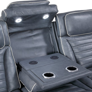Arbor Leather Match Power Double Reclining Sofa