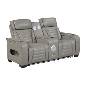 Arbor Leather Match Power Double Reclining Loveseat