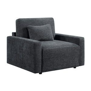 Neli Textured Fabric Convertible Sleeper Chair with Charging Ports