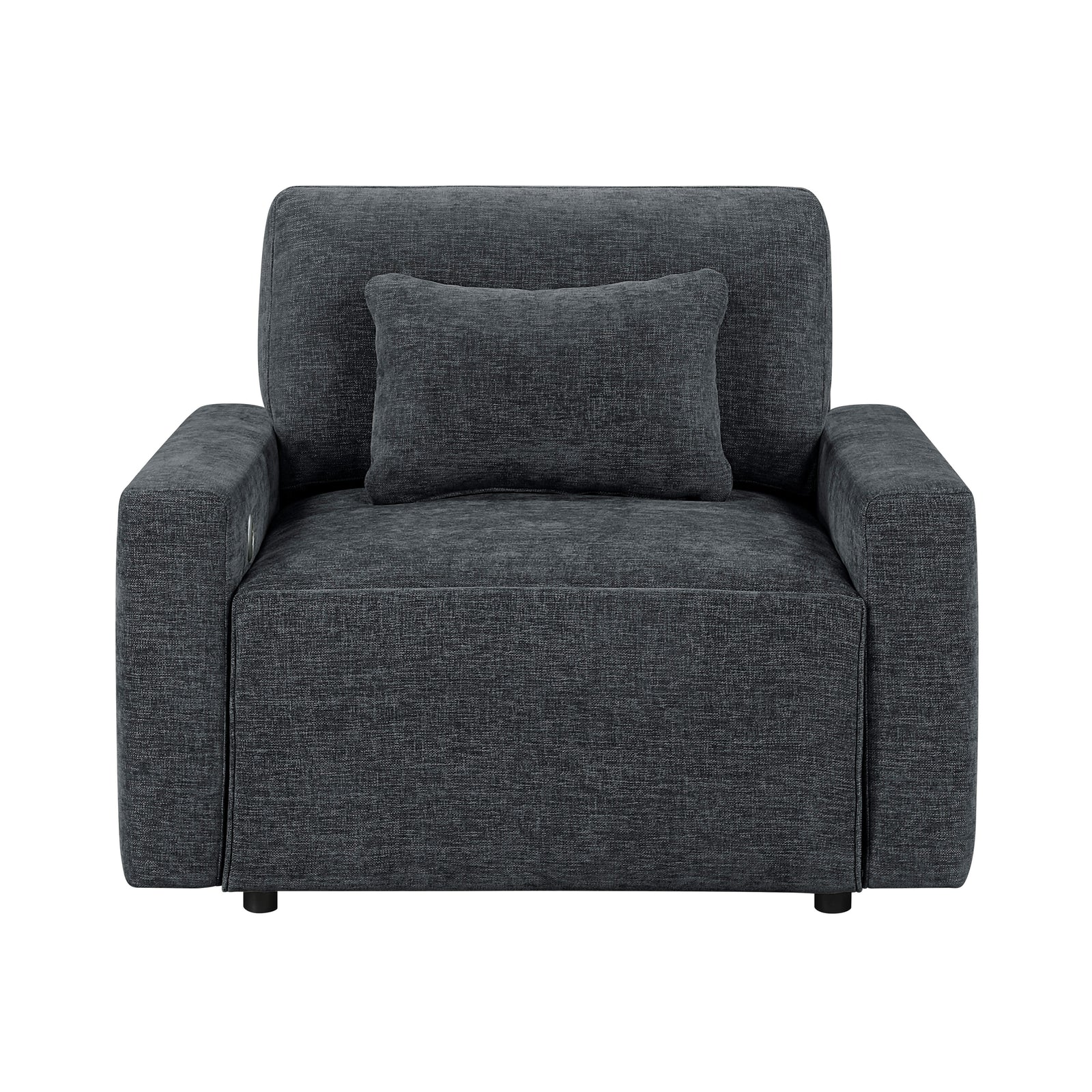 Neli Textured Fabric Convertible Sleeper Chair with Charging Ports