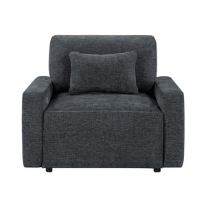 Neli Textured Fabric Convertible Sleeper Chair with Charging Ports