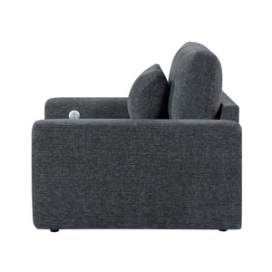 Neli Textured Fabric Convertible Sleeper Chair with Charging Ports