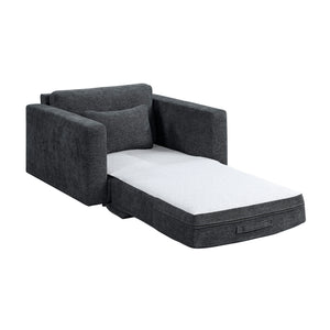 Neli Textured Fabric Convertible Sleeper Chair with Charging Ports