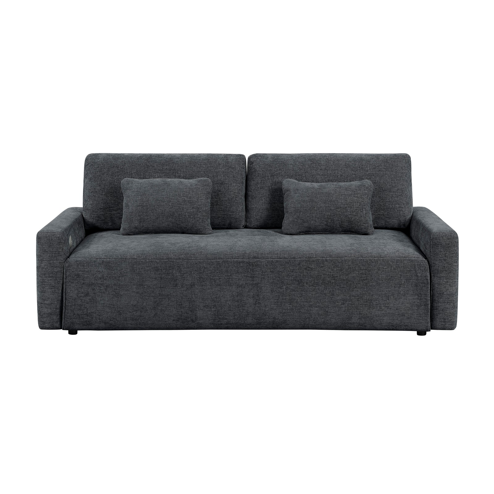 Neli Textured Fabric Convertible Queen Sleeper Sofa with Charging Ports