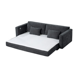 Neli Textured Fabric Convertible Queen Sleeper Sofa with Charging Ports