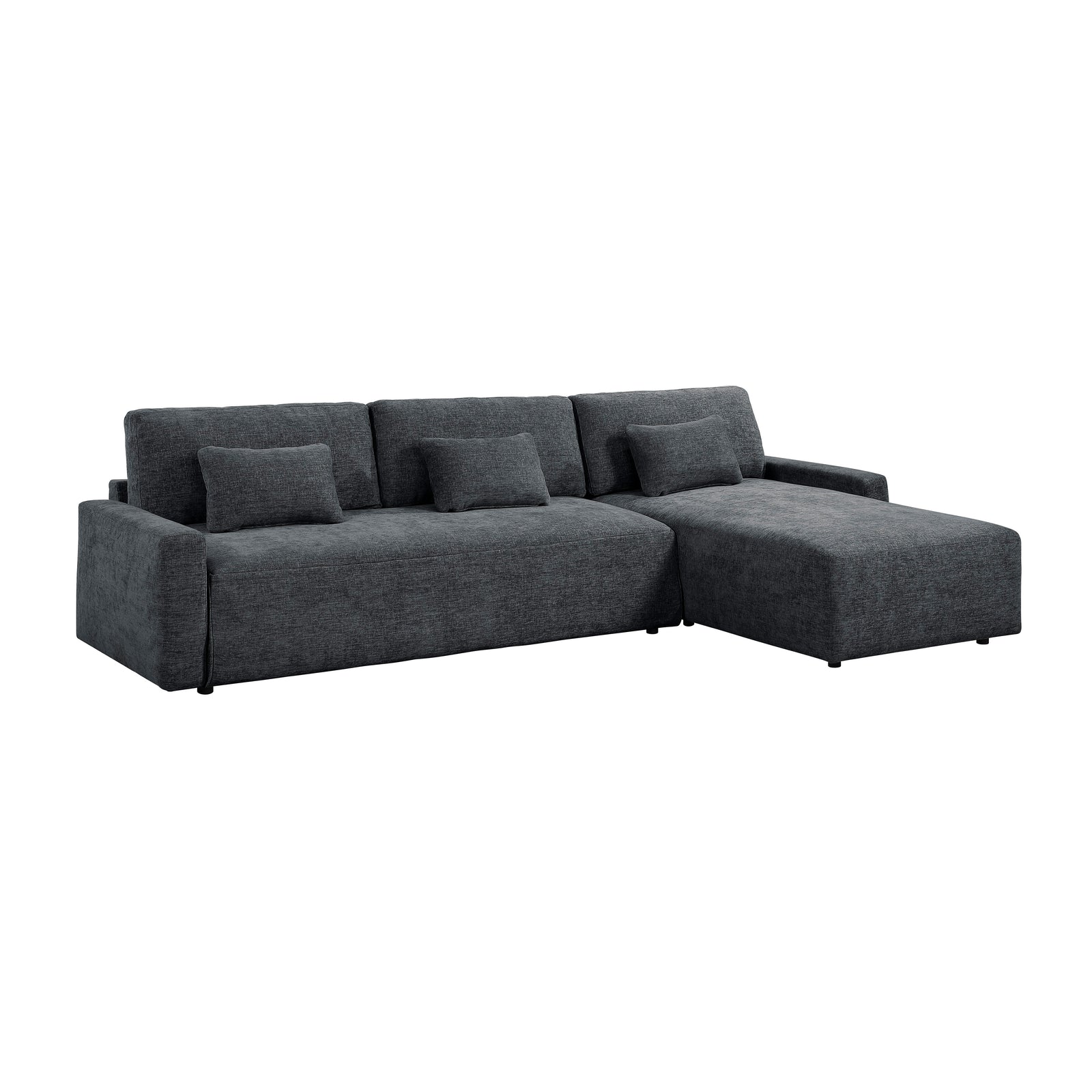 Neli Textured Fabric 2-Piece Sectional with Convertible Queen Sleeper and Right Side Chaise