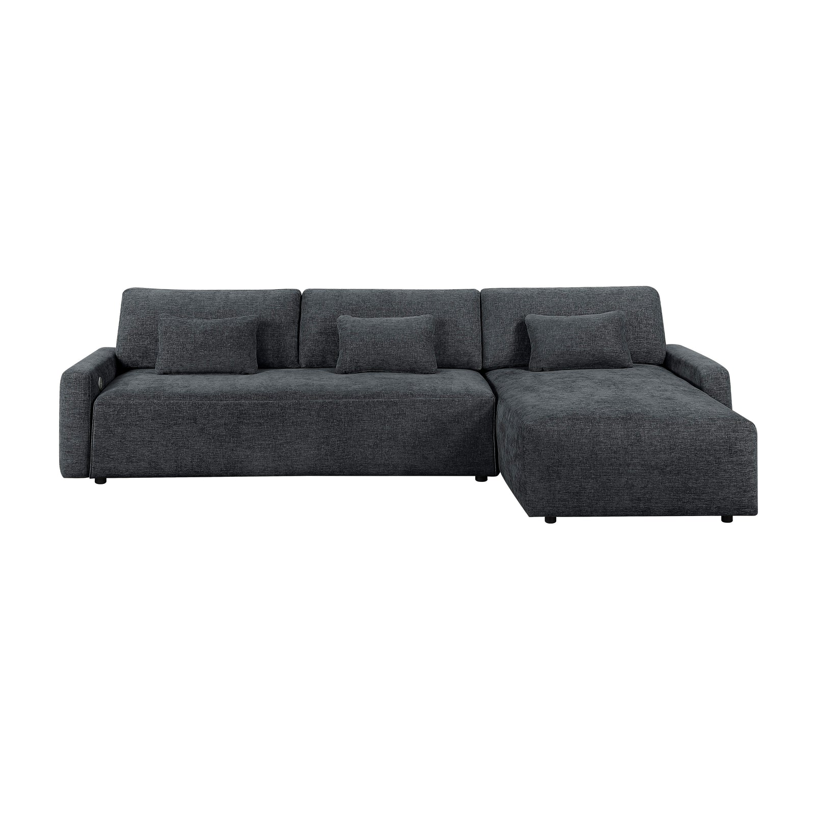 Neli Textured Fabric 2-Piece Sectional with Convertible Queen Sleeper and Right Side Chaise