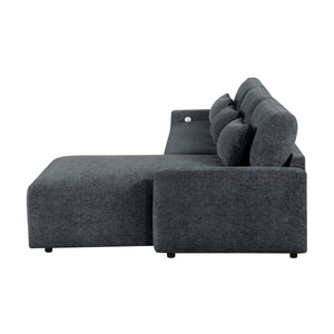 Neli Textured Fabric 2-Piece Sectional with Convertible Queen Sleeper and Right Side Chaise