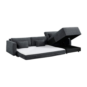 Neli Textured Fabric 2-Piece Sectional with Convertible Queen Sleeper and Right Side Chaise