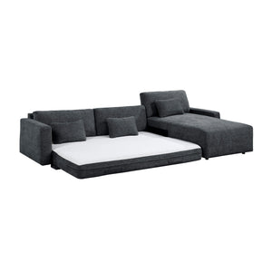 Neli Textured Fabric 2-Piece Sectional with Convertible Queen Sleeper and Right Side Chaise
