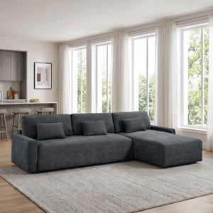 Neli Textured Fabric 2-Piece Sectional with Convertible Queen Sleeper and Right Side Chaise
