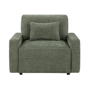 Neli Textured Fabric Convertible Sleeper Chair with Charging Ports