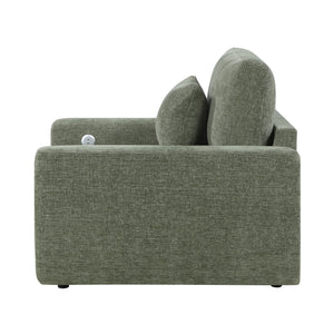 Neli Textured Fabric Convertible Sleeper Chair with Charging Ports