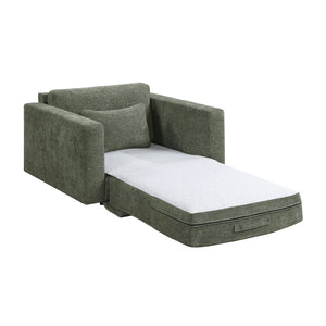 Neli Textured Fabric Convertible Sleeper Chair with Charging Ports