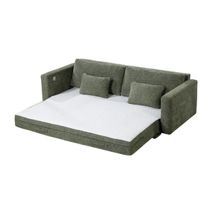 Neli Textured Fabric Convertible Queen Sleeper Sofa with Charging Ports