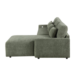 Neli Textured Fabric 2-Piece Sectional with Convertible Queen Sleeper and Right Side Chaise