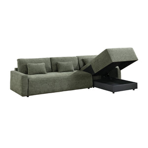 Neli Textured Fabric 2-Piece Sectional with Convertible Queen Sleeper and Right Side Chaise