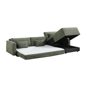 Neli Textured Fabric 2-Piece Sectional with Convertible Queen Sleeper and Right Side Chaise