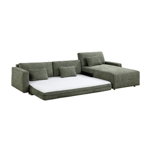 Neli Textured Fabric 2-Piece Sectional with Convertible Queen Sleeper and Right Side Chaise