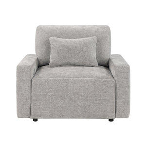 Neli Textured Fabric Convertible Sleeper Chair with Charging Ports