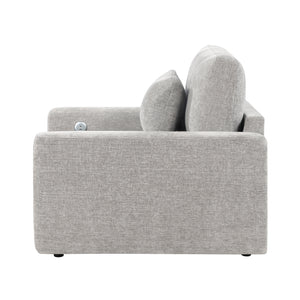 Neli Textured Fabric Convertible Sleeper Chair with Charging Ports