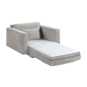 Neli Textured Fabric Convertible Sleeper Chair with Charging Ports