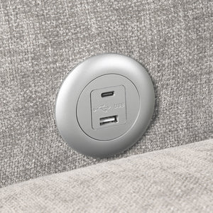 Neli Textured Fabric Convertible Sleeper Chair with Charging Ports