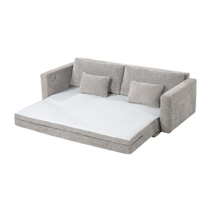 Neli Textured Fabric Convertible Queen Sleeper Sofa with Charging Ports