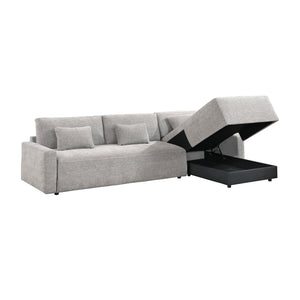Neli Textured Fabric 2-Piece Sectional with Convertible Queen Sleeper and Right Side Chaise