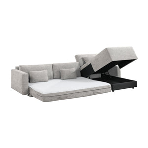 Neli Textured Fabric 2-Piece Sectional with Convertible Queen Sleeper and Right Side Chaise
