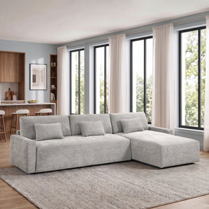 Neli Textured Fabric 2-Piece Sectional with Convertible Queen Sleeper and Right Side Chaise