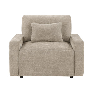 Neli Textured Fabric Convertible Sleeper Chair with Charging Ports