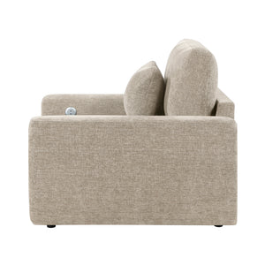 Neli Textured Fabric Convertible Sleeper Chair with Charging Ports