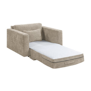 Neli Textured Fabric Convertible Sleeper Chair with Charging Ports