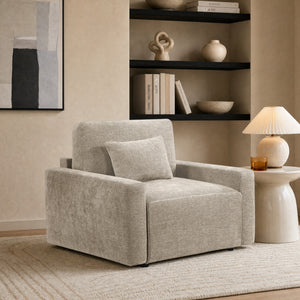 Neli Textured Fabric Convertible Sleeper Chair with Charging Ports