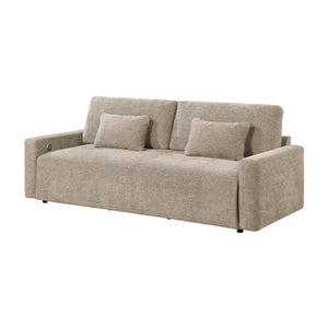 Neli Textured Fabric Convertible Queen Sleeper Sofa with Charging Ports