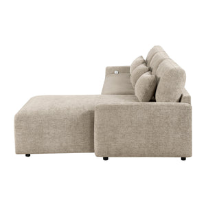 Neli Textured Fabric 2-Piece Sectional with Convertible Queen Sleeper and Right Side Chaise