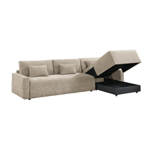Neli Textured Fabric 2-Piece Sectional with Convertible Queen Sleeper and Right Side Chaise