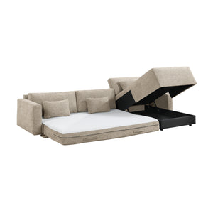 Neli Textured Fabric 2-Piece Sectional with Convertible Queen Sleeper and Right Side Chaise