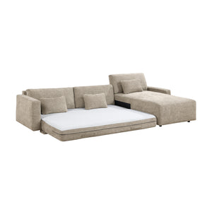 Neli Textured Fabric 2-Piece Sectional with Convertible Queen Sleeper and Right Side Chaise