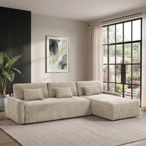 Neli Textured Fabric 2-Piece Sectional with Convertible Queen Sleeper and Right Side Chaise