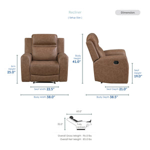Elara Polished Microfiber Manual Reclining Chair