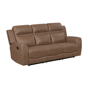 Elara Polished Microfiber Manual Double Reclining Sofa