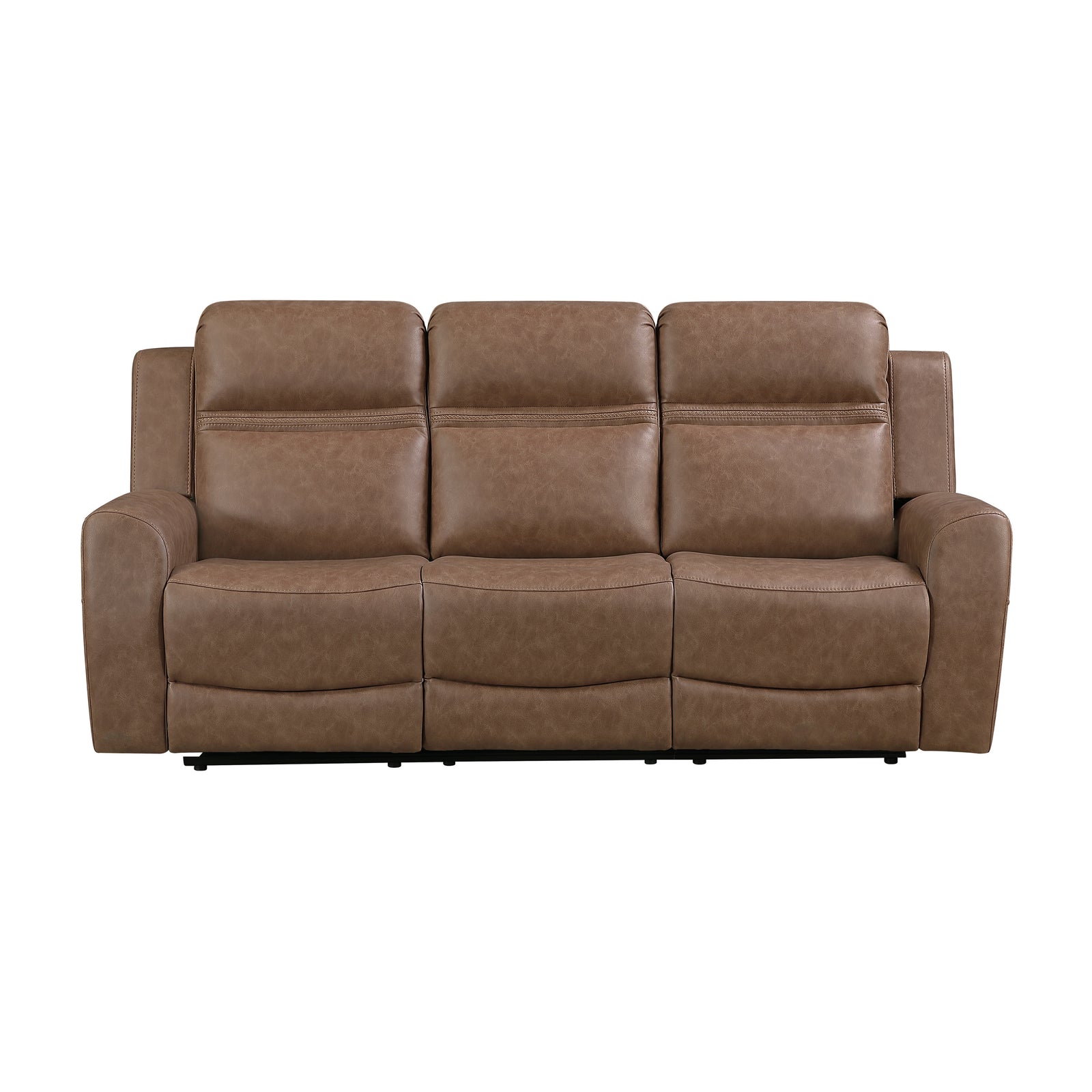 Elara Polished Microfiber Manual Double Reclining Sofa