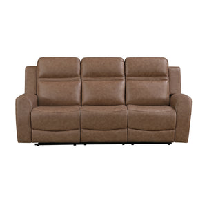 Elara Polished Microfiber Manual Double Reclining Sofa