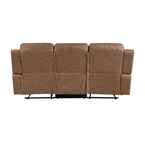 Elara Polished Microfiber Manual Double Reclining Sofa